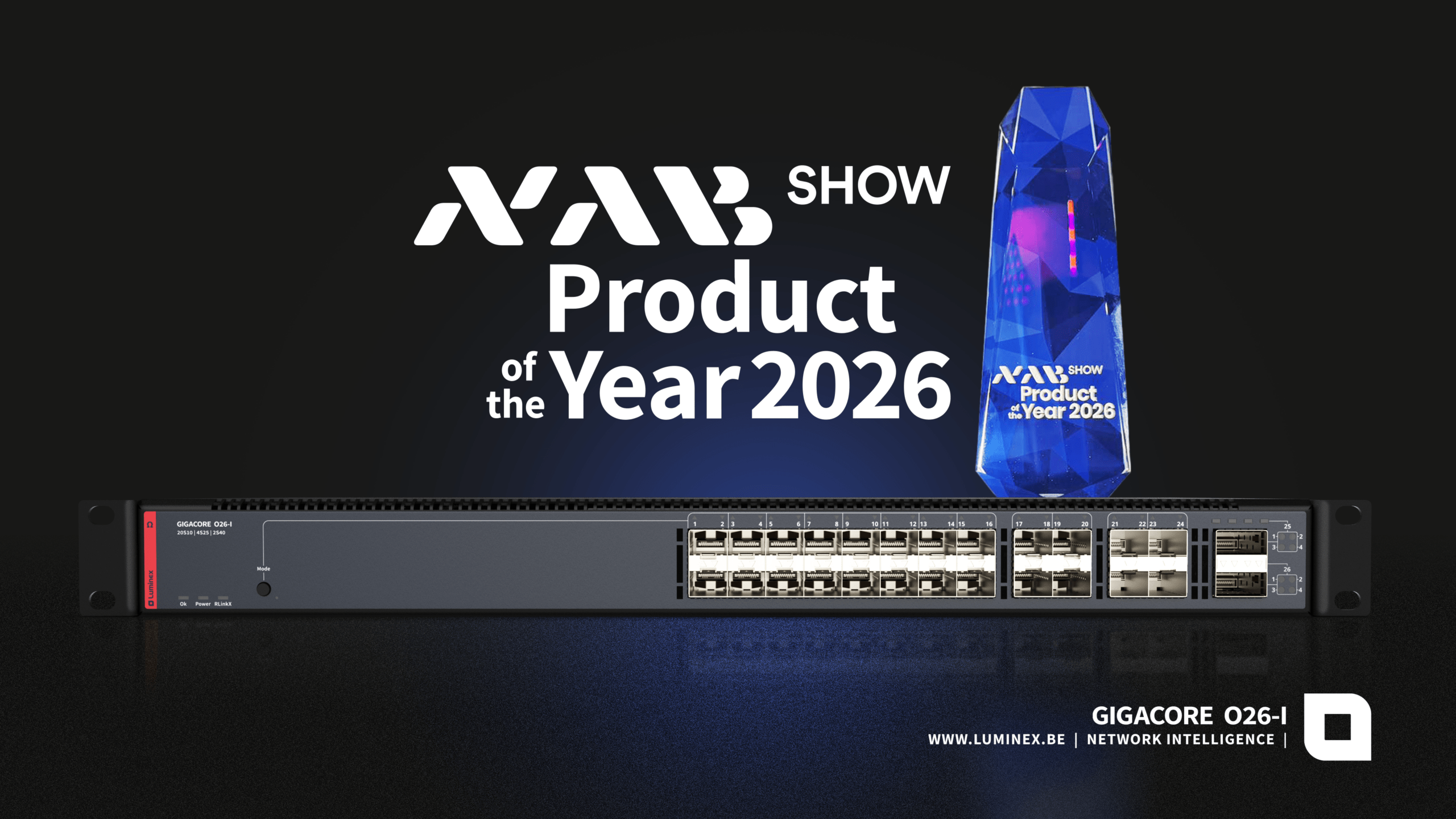 El GigaCore 026-i de Luminex, galardonado como Producto del Año en el NAB 2026